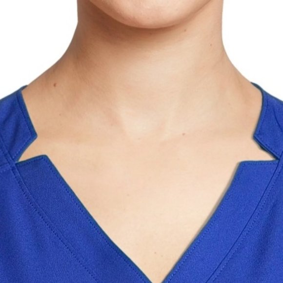 ClimateRight by Cuddl Duds Modern V-Neck Anti-Bacterial Blue Scrub Top S… - Picture 2 of 6